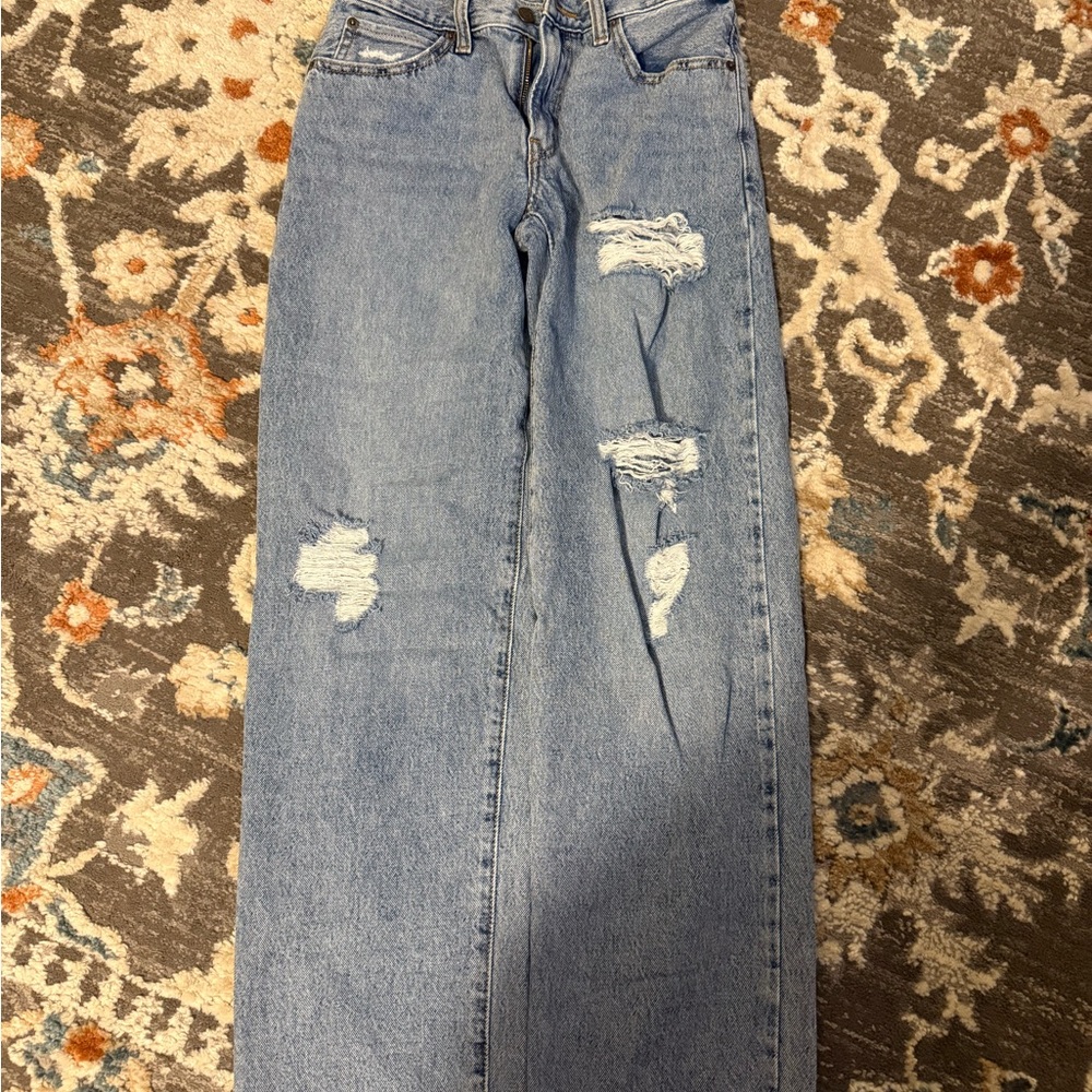 Levi's Light Blue Distressed Straight Leg Jeans